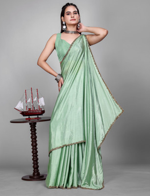 HouseOfCommon Self Design Kanjivaram Jimmy choo, Chiffon Saree(Light Green)