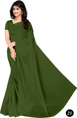STAVA CREATION Solid/Plain Bollywood Georgette Saree(Light Green)