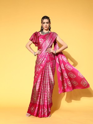 Divastri Printed Bollywood Crepe Saree(Pink)