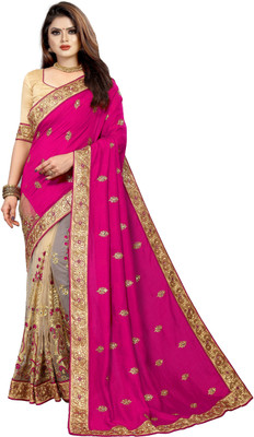 MURTHIRUPI Embroidered Bollywood Lycra Blend Saree(Pink)