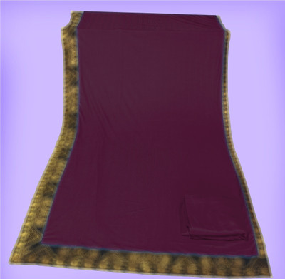 Anugrah Textile Solid/Plain Banarasi Lycra Blend, Chiffon Saree(Purple)