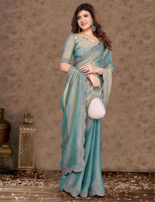 Sinauli Embellished Bollywood Jimmy choo Saree(Light Blue)
