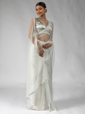 Divastri Embellished Bollywood Net Saree(Cream)