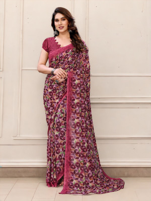 THE URBAN DIVA Printed Bollywood Georgette Saree(Multicolor)