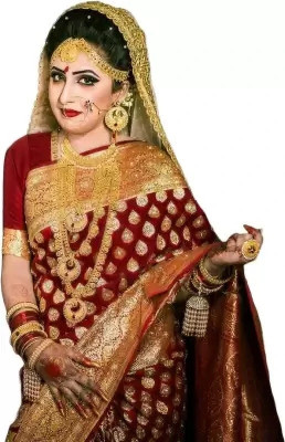 HouseOfCommon Woven Banarasi Jacquard Saree(Red)