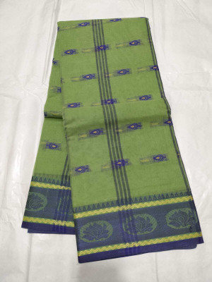GHOSH TEXTILE Printed Tant Pure Cotton Saree(Green)