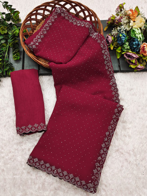 Anand Sarees Embellished, Self Design Bollywood Chiffon, Georgette Saree(Maroon)