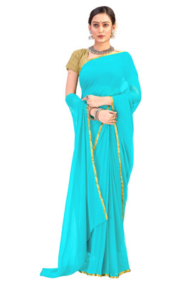 Florona Enterprise Solid/Plain Bollywood Jacquard Saree(Light Blue)