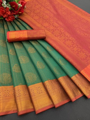 MAHADEV ENTERPRISE Applique, Woven, Self Design Banarasi Pure Silk, Raw Silk Saree(Multicolor)