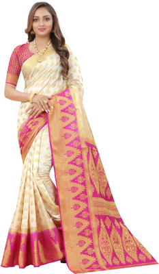 Balaji Dyed Banarasi Nylon Saree(Multicolor, Pink)