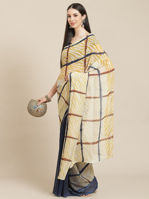 ANOUK Printed Chanderi Georgette Saree(Beige)