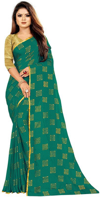 Florona Enterprise Printed Bollywood Chiffon Saree(Green)