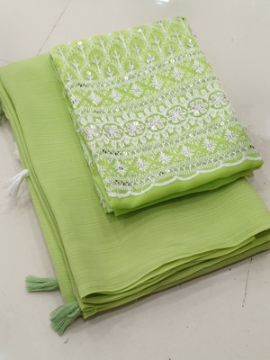 Mayra Nx Solid/Plain Bollywood Georgette Saree(Light Green)