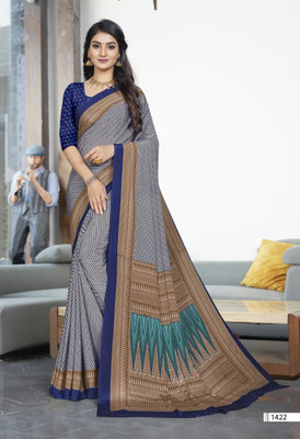 Novus Knitting Printed Bollywood Crepe Saree(Multicolor)
