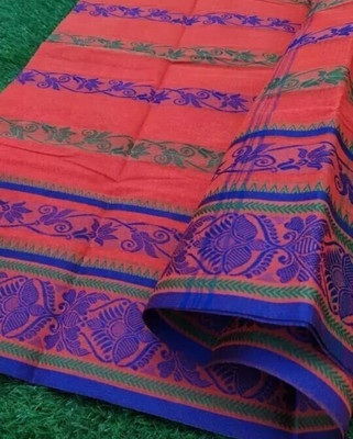 BiswasTextiles Self Design Handloom Pure Cotton Saree(Pink)