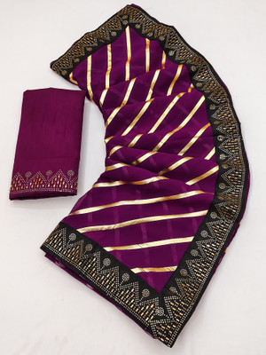 SOJITRA IMPEX Embellished Bollywood Georgette Saree(Purple)