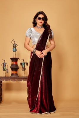 Parmila Fashion Embellished Bollywood Lycra Blend Saree(Maroon)