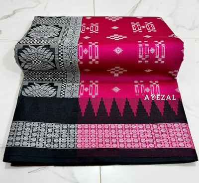 AYEZAL Temple Border Sambalpuri Art Silk Saree(Pink)