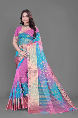 Aarunika SST Solid/Plain Bollywood Organza Saree(Pink)