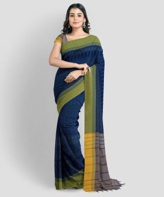 csmsilks Printed Kanjivaram Art Silk Saree(Dark Blue, Green)