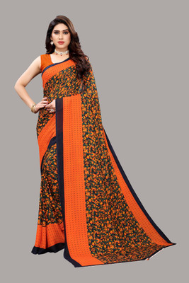 Priyashi Printed Daily Wear Georgette Saree(Orange)