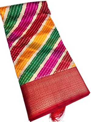 MSC TRENDLINE SAREES Embellished, Self Design, Printed Leheria Chanderi, Cotton Silk Saree(Multicolor)