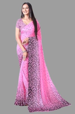 mahalaxmi fab Striped Bollywood Georgette Saree(Pink)