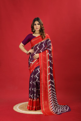 AVM SILK MILLS Dyed Bollywood Chiffon Saree(Magenta)