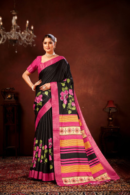 FULIYA SILK Digital Print Bollywood Tussar Silk Saree(Multicolor)