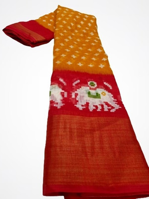 Suali Printed Mysore Pure Silk Saree(Orange)