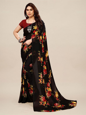 Moda Rapido Printed Daily Wear Georgette Saree(Black)