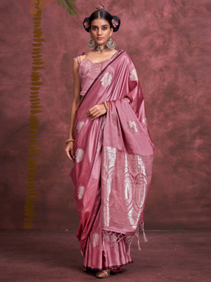 ANOUK Woven Banarasi Satin Saree(Purple)