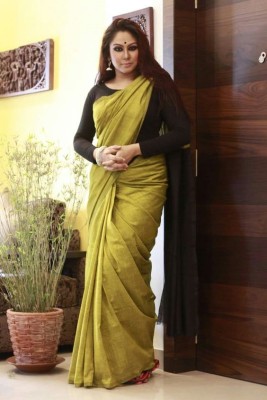 Keshri nandan Printed Daily Wear Cotton Linen Saree(Multicolor)