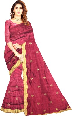 Abl Embroidered Banarasi Georgette Saree(Maroon)