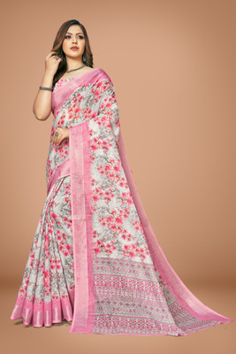VLS Prints Digital Print Bollywood Linen Saree(Grey)