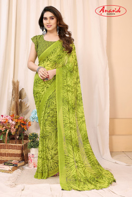 Anand Sarees Ombre, Floral Print Daily Wear Georgette Saree(Green)