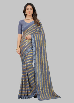 LADY SHOPI Embellished Bollywood Georgette Saree(Grey)