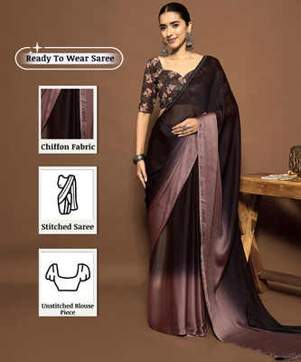 Sareemall Dyed Bollywood Chiffon Saree(Purple)