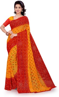 SAIKRUPA FASHION Printed Kanjivaram Georgette Saree(Red)