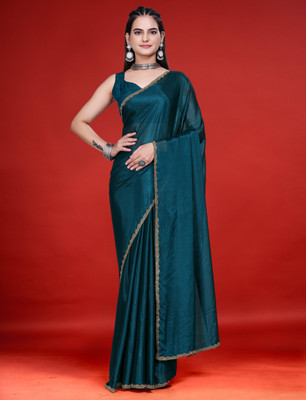 G GAJAL INTERNATIONAL Solid/Plain Kanjivaram Jimmy choo, Pure Silk Saree(Blue)