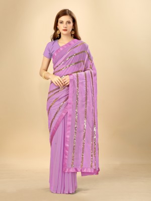 LADYSUTRA Embroidered Bollywood Georgette Saree(Multicolor)