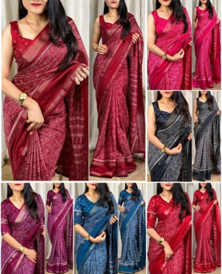 STAVA CREATION Printed Bollywood Georgette Saree(Red)
