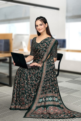 K 5 FASHION Digital Print Bollywood Crepe Saree(Multicolor)