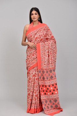 SHIVANYA HANDICRAFTS Floral Print, Printed, Blocked Printed Bollywood Pure Cotton Saree(Multicolor)
