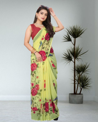 Jayu Embroidered Daily Wear Georgette Saree(Yellow)