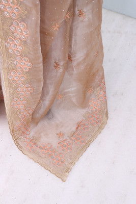 KHRITI FAB Embroidered Bollywood Jimmy choo Saree(Orange)