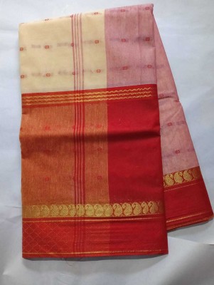 Puspa Fashion Self Design Tant Pure Cotton Saree(Red)