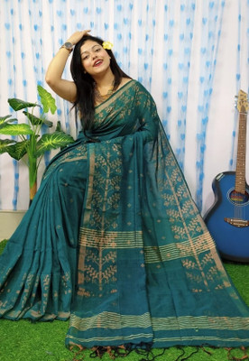 Apu handloom saree Woven Handloom Cotton Blend Saree(Multicolor)