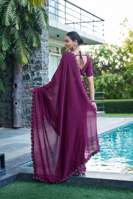 Sanwariya Silks Embellished Bollywood Silk Blend Saree(Magenta)