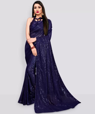 siddharth textiles Embellished Bollywood Georgette Saree(Dark Blue)